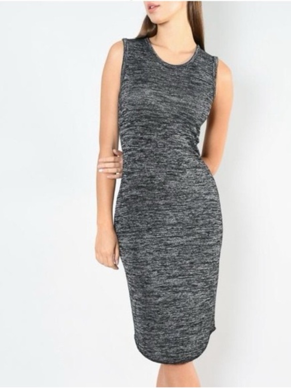 ARITZIA Wilfred Free Bruni Heathered Black Gray Bodycon Dress Medium